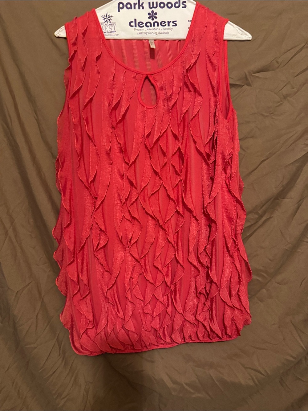 Ruffled Sleeveless Camisole in Vibrant Red